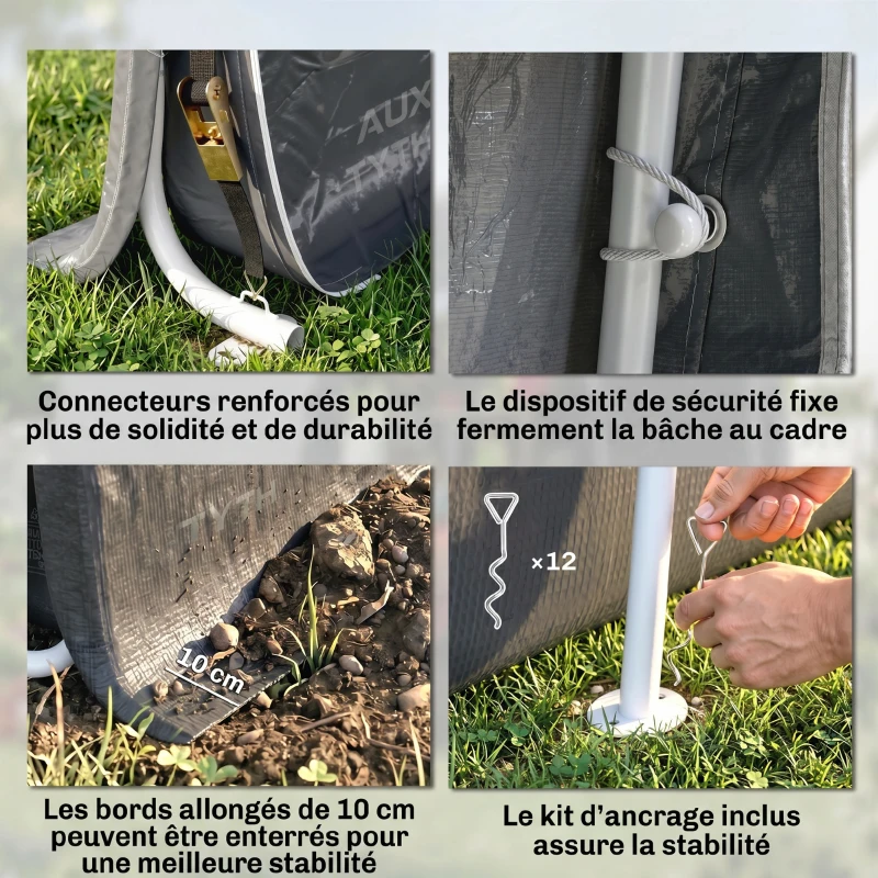 Outsunny Abri de jardin tente de stockage 2 portes zippées cadre métallique 280 x 240 x 240 cm gris foncé