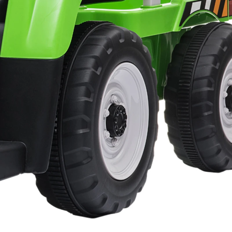 HOMCOM Elektrische kinderauto, kindertractor, inclusief ouderlijke afstandsbediening, maximale snelheid van 6 km/u, groen + zwart(m-11)