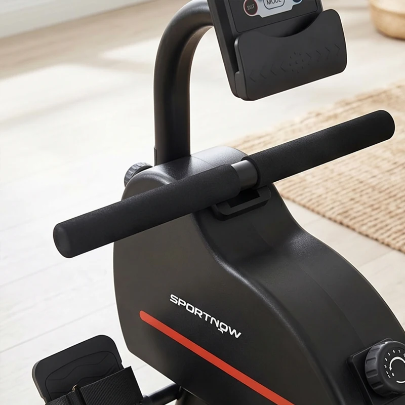 SPORTNOW Rameur Magnétique Appareil de Musculation Bluetooth Connecté Kinomap & Zwift 16 Niveaux de Résistance 135x42x72cm Rouge