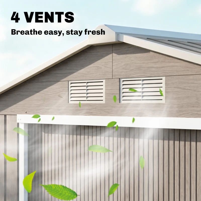 Outsunny Abri de Jardin 2,77 m² - Remise pour Outils avec Fondation - cabanon Porte verrouillable - tôle d'acier marron clair
