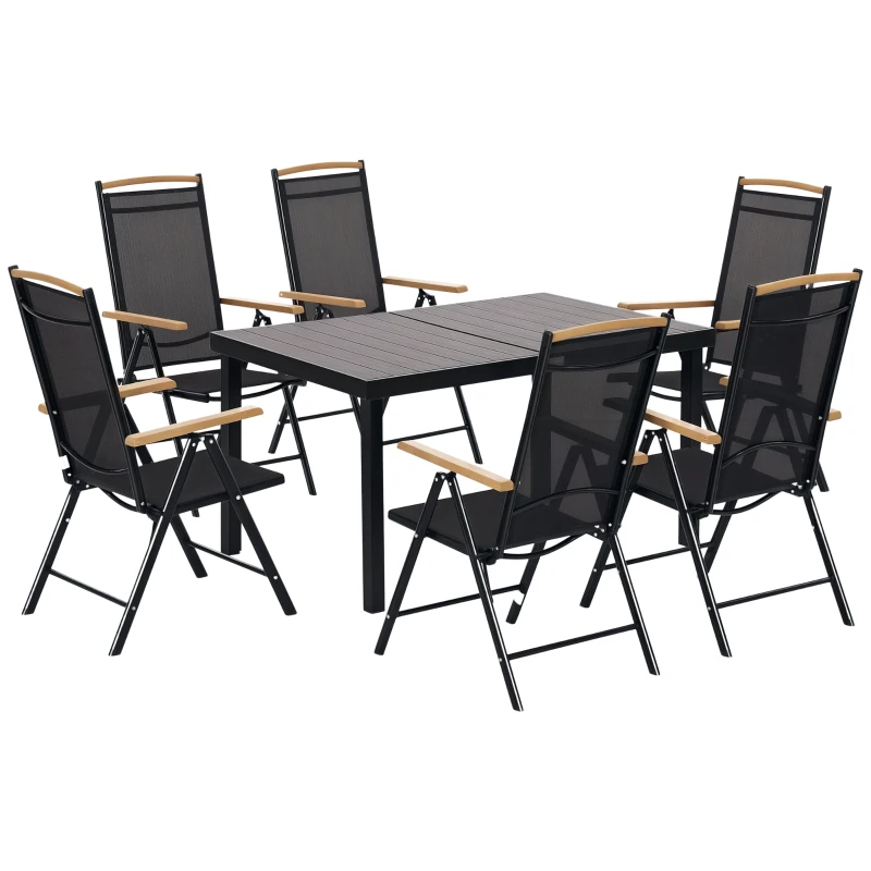 Outsunny opvouwbare zitgroep 7 stuks. Balkonset 1 tafel + 6 stoelen tuinmeubelen
