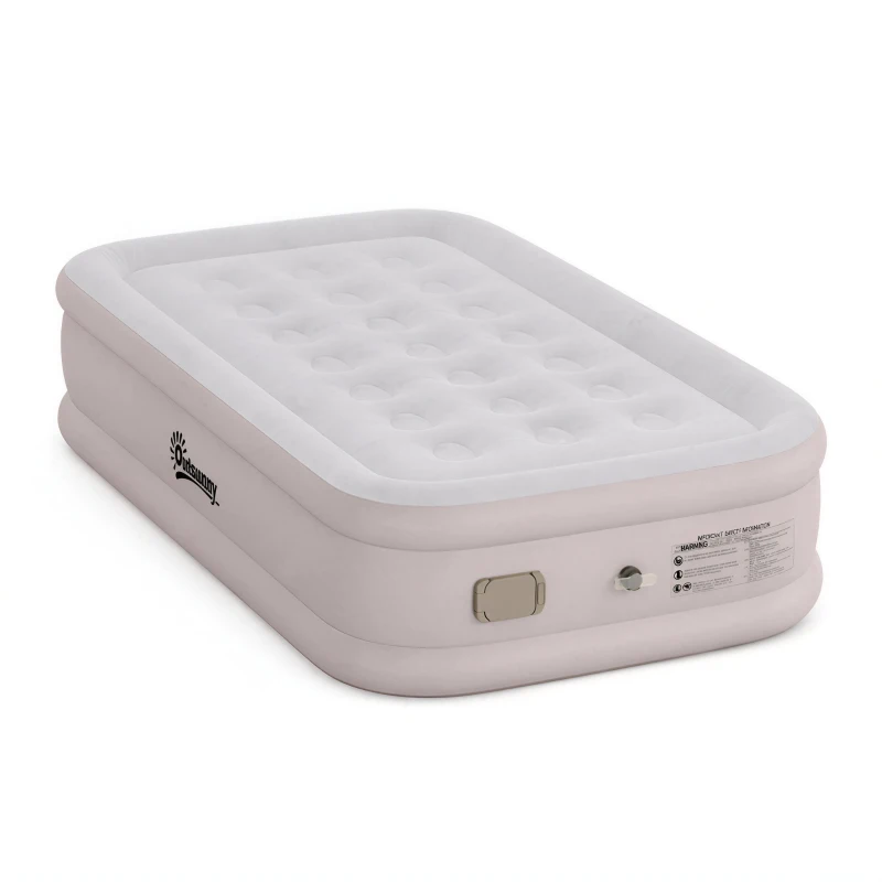 Outsunny Matelas Gonflable, Pompe Électrique Intégrée, Surface Floqué , Imperméable 5000 mm, Sac Transport, 190x97x39cm, Kaki