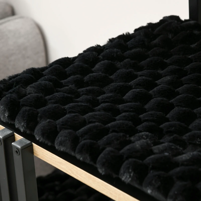 PawHut krabpaal, industrieel ontwerp, 2 platformen, 2 kussens, kraswand, stalen frame, zwart, 85 x 48 x 128 cm