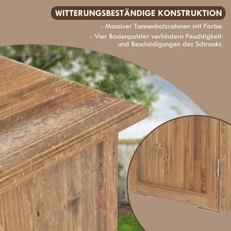 Outsunny Tuinhuisje met dubbele deuren, magneetsluitingen, natuurlijk hout, 77B x 55D x 72H cm, bruin(m-6)