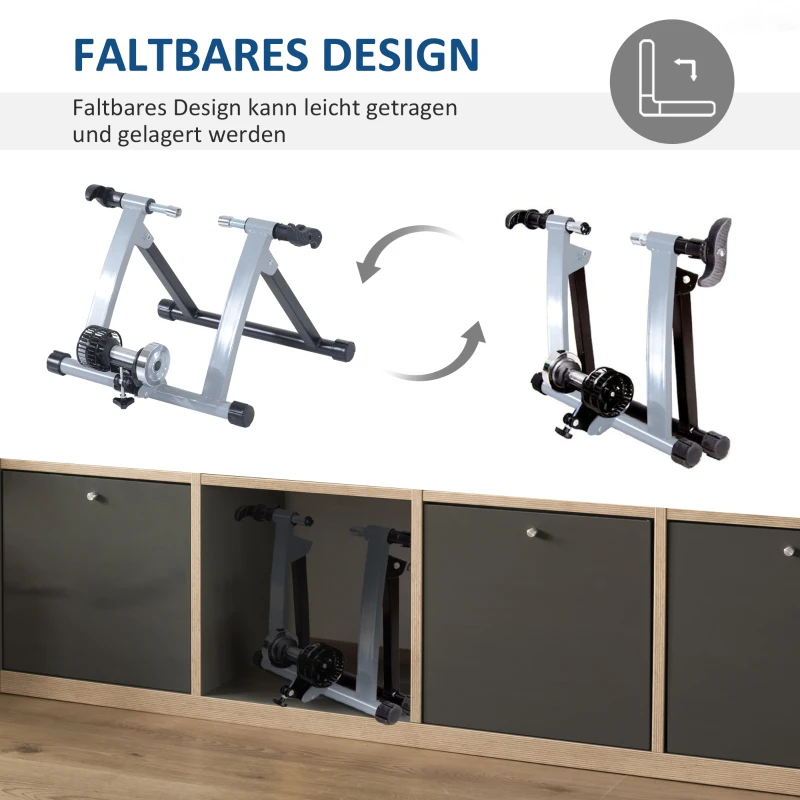 HOMCOM Fietstrainer fiets lucht hometrainer roltrainer 26-28 inch 2 kleuren