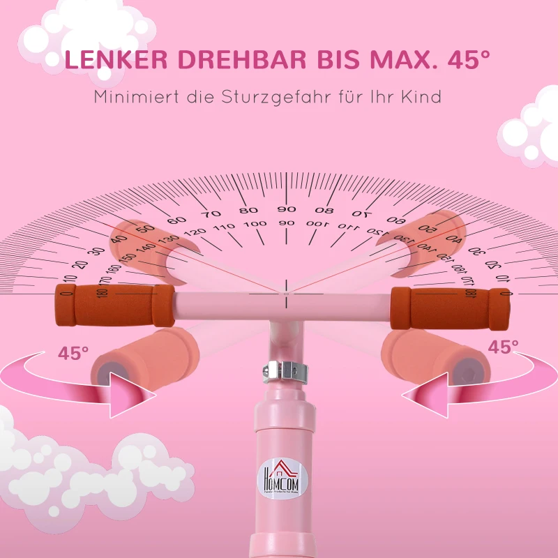 HOMCOM kinderloopfiets schokdemper loopstoeltje loopfiets 2-5 jaar PP roze