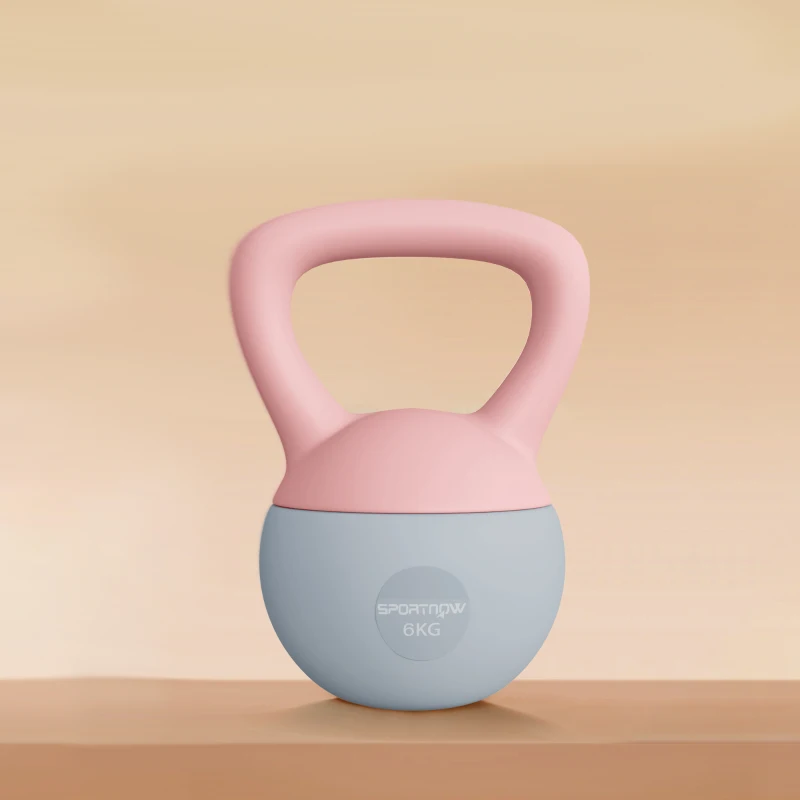 SPORTNOW Kettlebell 6 kg Haltère avec Poignée Antidérapante pour Fitness Musculation Cardio, 19 x 19 x 28 cm Rose
