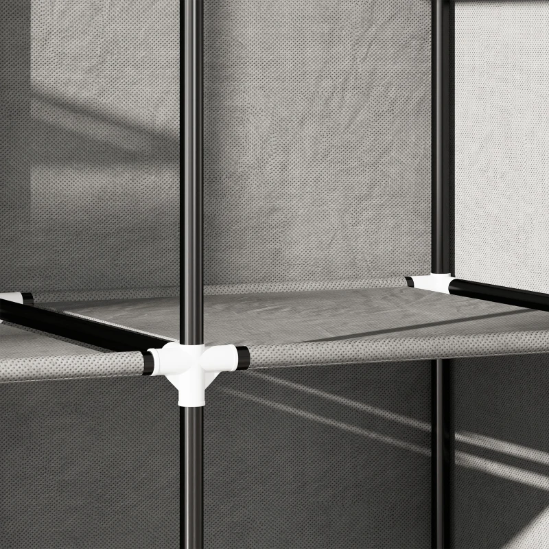HOMCOM Armoire de rangement penderie en tissu pliable avec barre de suspension et étagères, 150 x 43 x 162,5 cm, gris clair