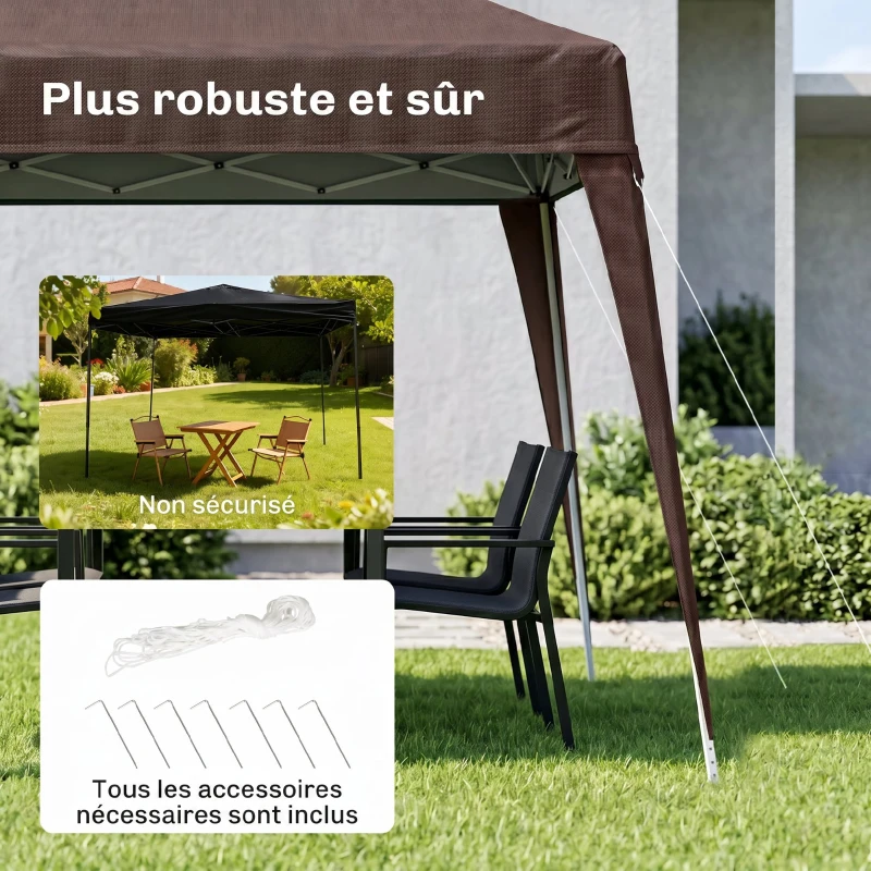Outsunny Tonnelle Barnum de Jardin Pop-up Pliant 2,4 x 2,4 m Acier Polyester Sac de Transport Chocolat