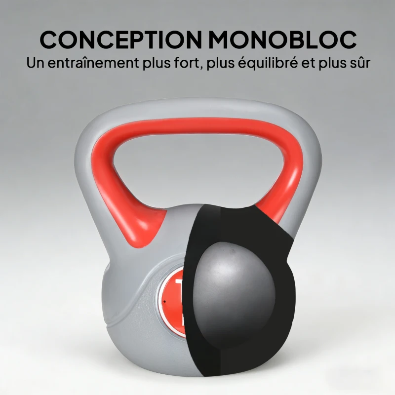 SPORTNOW Kettlebell 14 kg, haltère avec poignée ergonomique, haltère à boule, musculation, entraînement, 26 x 18 x 32 cm, rouge