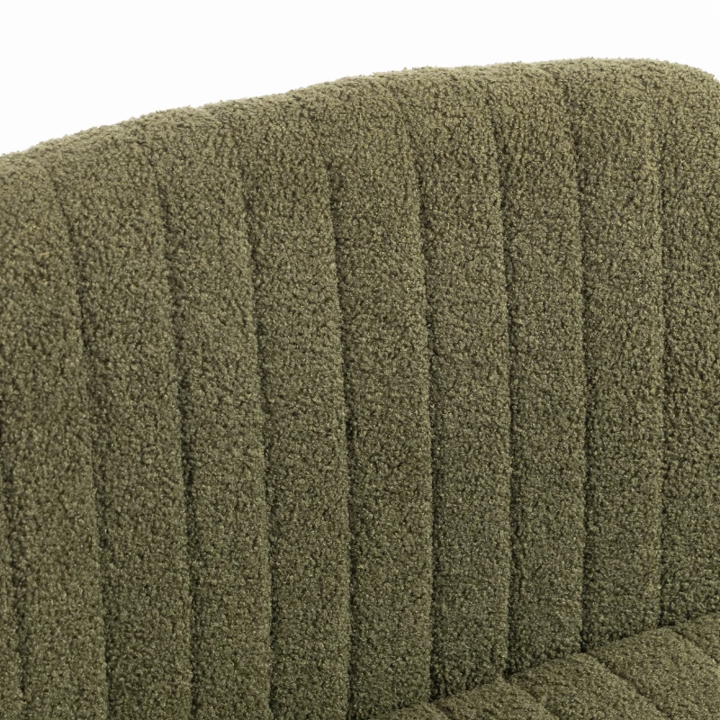 HOMCOM Teddy Fleece Criss Cross Legged Desk Chair, Armless Office Chair No Wheels, Green