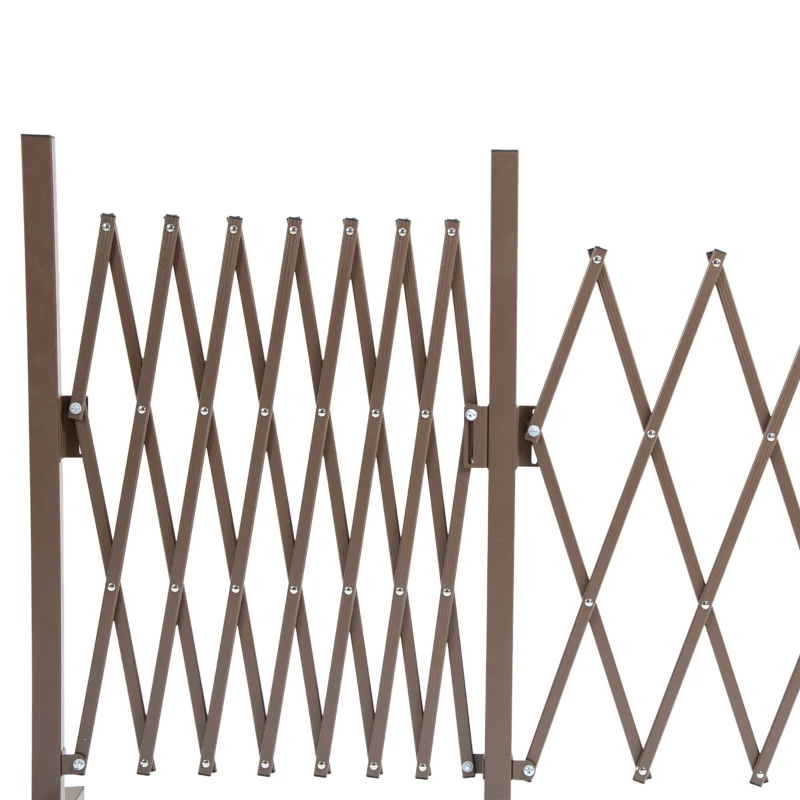 Outsunny Barrière Extensible rétractable barrière de sécurité avec Roulette 405L x 31l x 104H cm alu métal Chocolat(m-7)