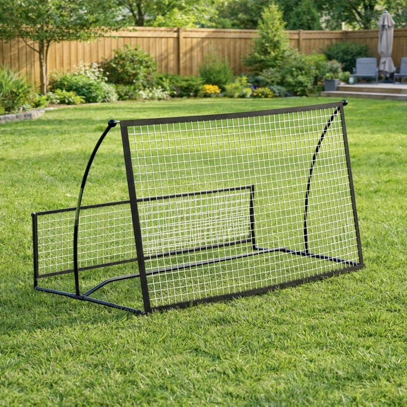 SPORTNOW Filet de Rebond Football Portable 2-en-1, Double Face, avec Sac de Transport et Piquets de Sol, 200x94x122/52cm, Noir