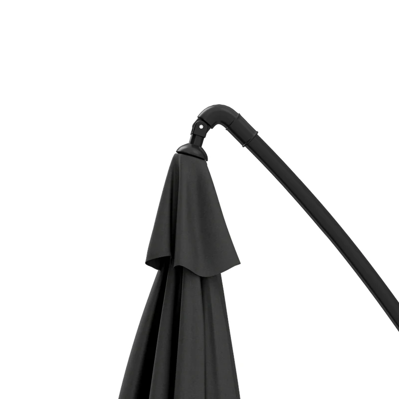 Outsunny Parasol déporté parasol de jardin extérieur Toile ajustable 8 baleines base en croix manivelle, 2,5 x 2,5 m, gris foncé