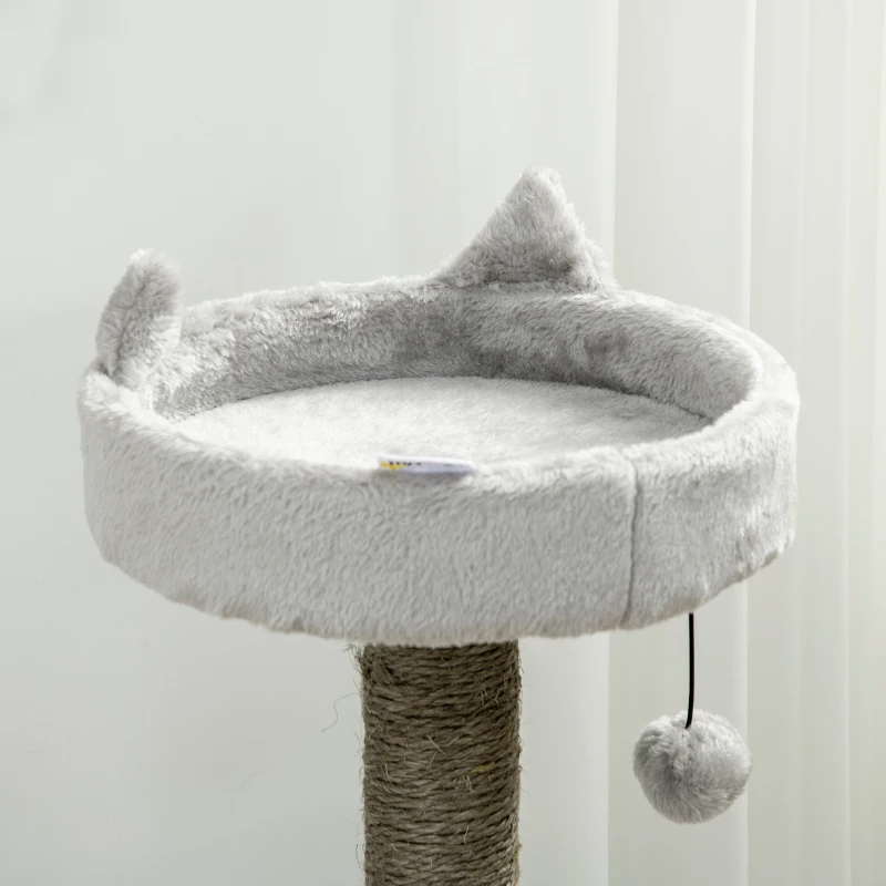 PawHut kattenboom inclusief kattengrot, kattenbed, kattenhangmat en speelgoed 60 cm x 40 cm x 113 cm, lichtgrijs