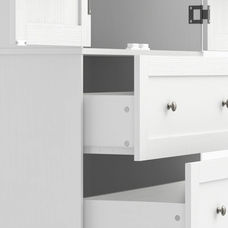 HOMCOM Buffet haut cuisine, armoire de cuisine 2 portes, 2 tiroirs, 6 porte-racks, étagères réglables, 80x39,5x184,5cm, blanc