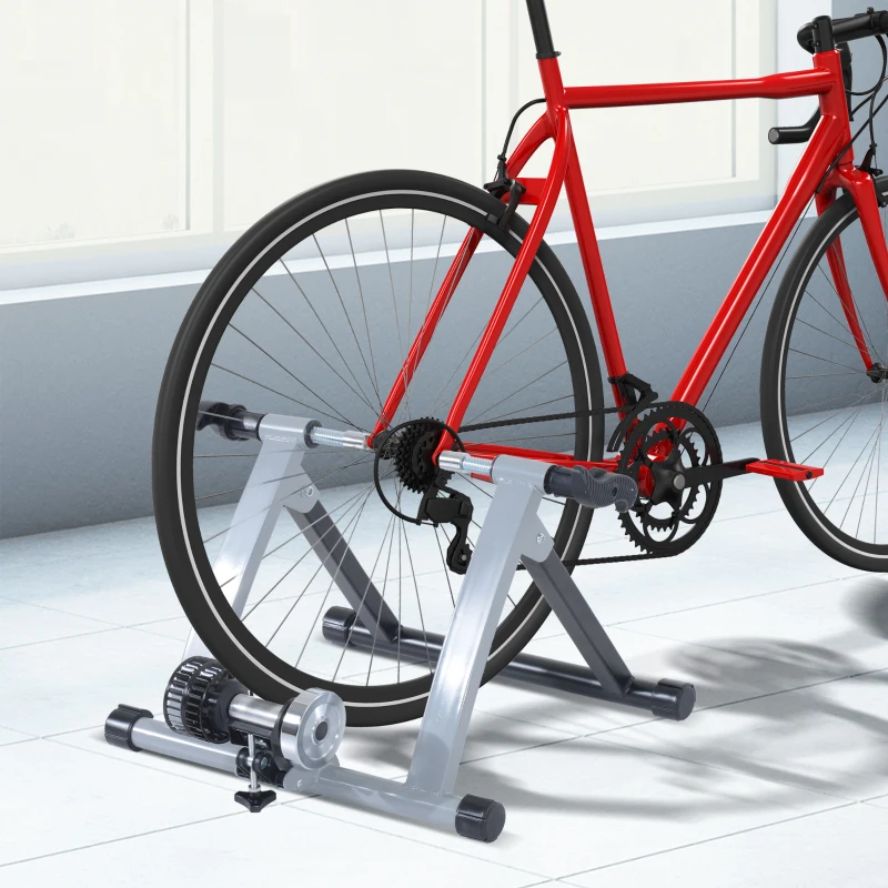 HOMCOM Fietstrainer fiets lucht hometrainer roltrainer 26-28 inch 2 kleuren