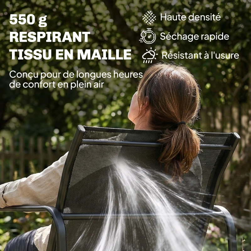 Outsunny Salon de jardin 4 pièces avec canapé, fauteuils et table basse, gris foncé et noir