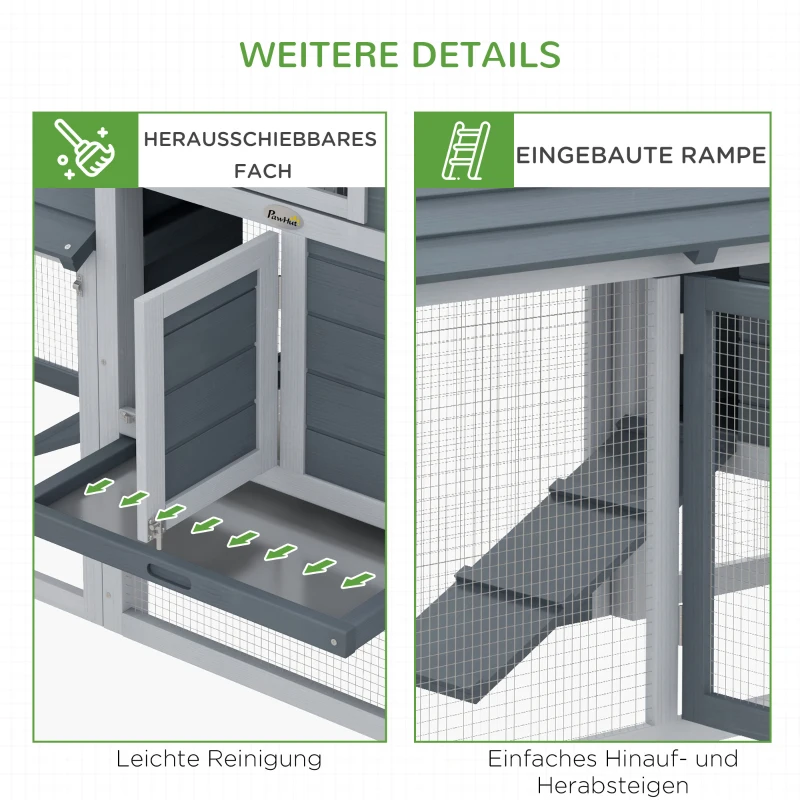Pawhut krielkippenhok met nestkast pluimveehuis grijs(m-7)