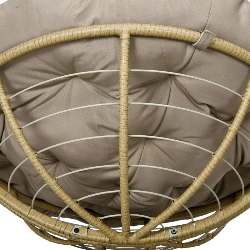 Outsunny Ensemble salon de jardin 3 pièces avec 2 fauteuils papasan pivotant et 1 tables basse ronde polyester résine tressée