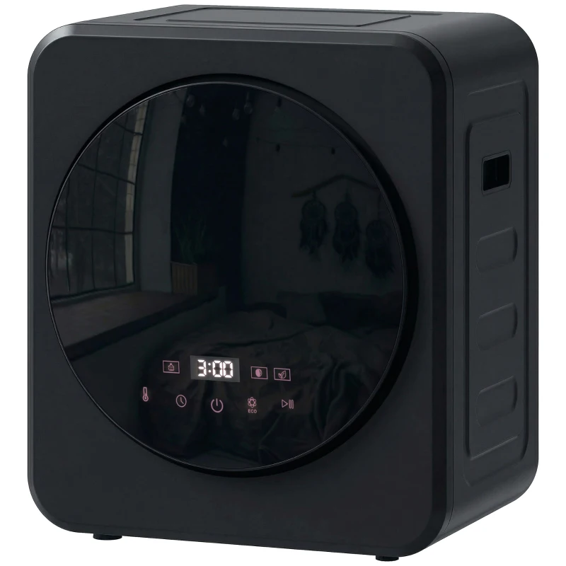 HOMCOM Vented Tumble Dryer, 4/2.5 kg Front Tumble Dryer with Stainless Steel Tub, 800W Compact Freestanding Black