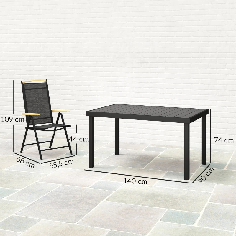 Outsunny opvouwbare zitgroep 7 stuks. Balkonset 1 tafel + 6 stoelen tuinmeubelen