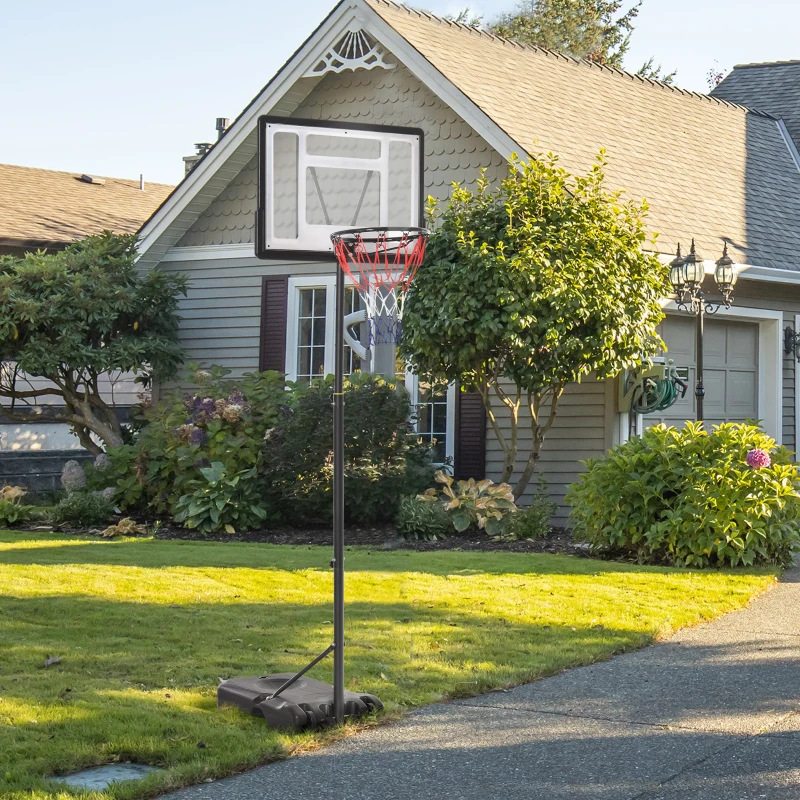 HOMCOM Panier de basket sur pied hauteur réglable de 203cm à 258 cm avec roulettes panneau arrière solide base de lestage noir