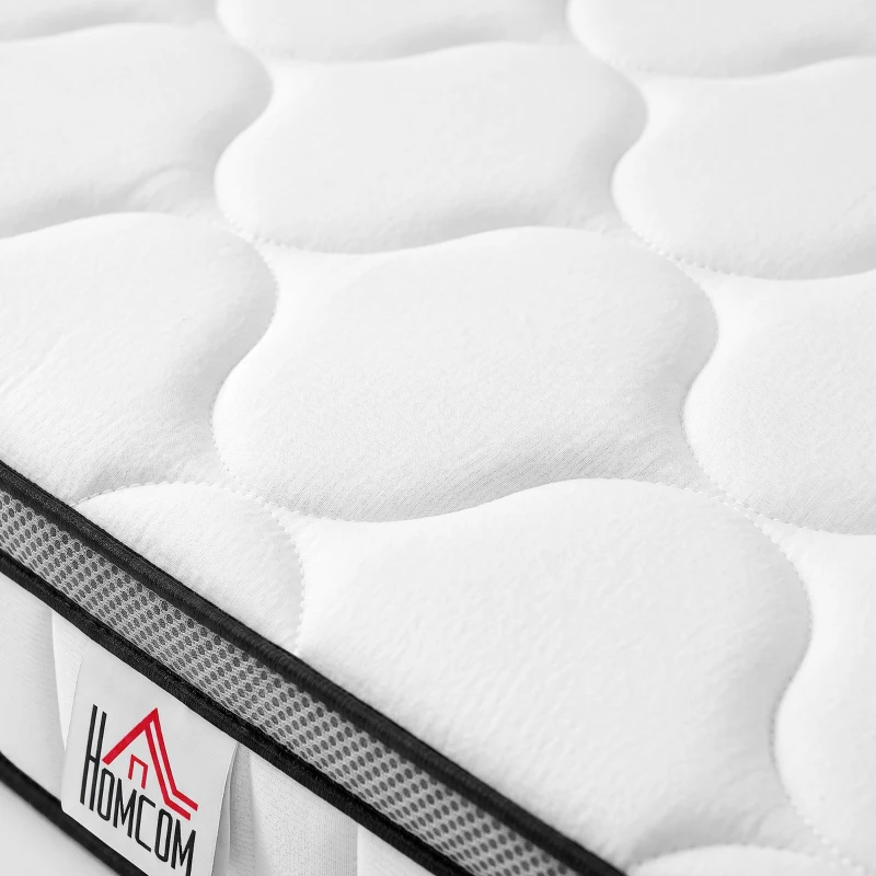 HOMCOM Matelas 90 x 190 cm, 20cm d'épaisseur, matelas à ressorts ensachés 7 zones mousse à mémoire forme au gel rafraîchissant