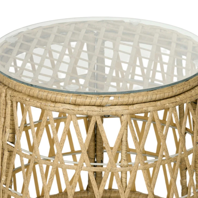 Outsunny Ensemble salon de jardin 3 pièces avec 2 fauteuils papasan pivotant et 1 tables basse ronde polyester résine tressée