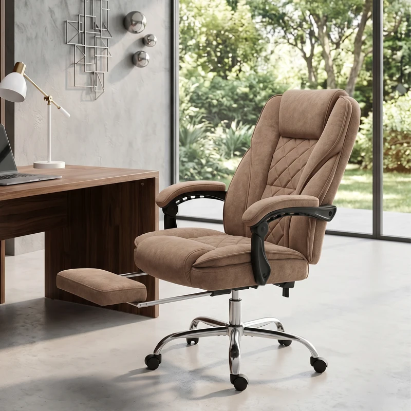 Vinsetto Ergonomischer Bürostuhl mit Massagefunktion, Fußstütze, drehbar, rollbar, Braun