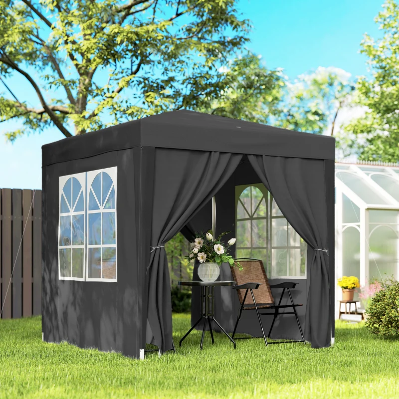 Outsunny Tonnelle de jardin extérieure tonnelle pliante pop-up réglable en hauteur protection UV 2 x 2 m noir