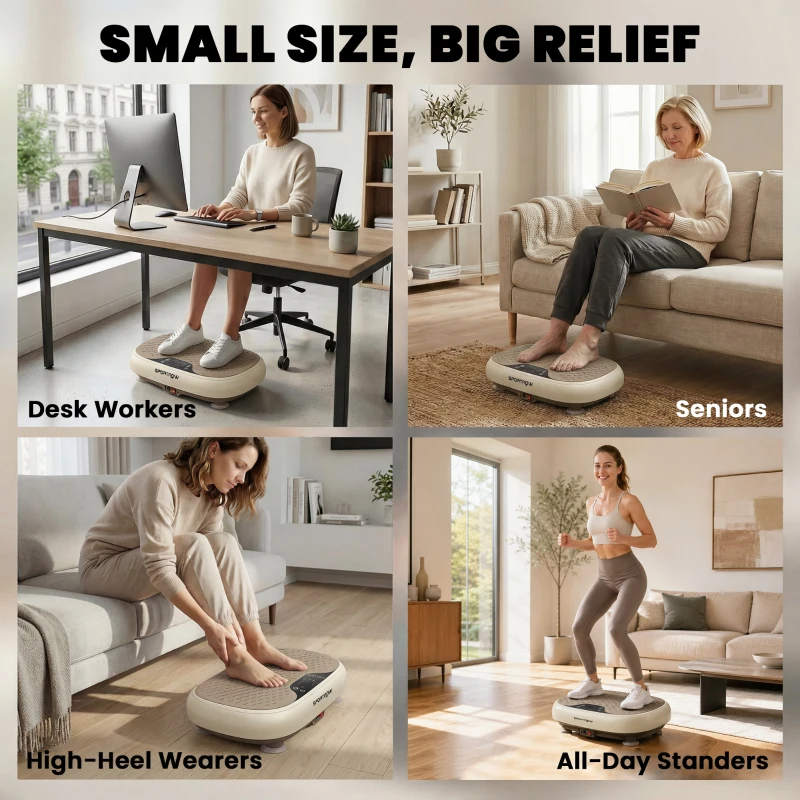 SPORTNOW Plateforme Vibrante, 20 Niveaux de Vitesse, 3 Programmes, Écran LED et Télécommande, 46 x 33 x 13,5 cm, Beige