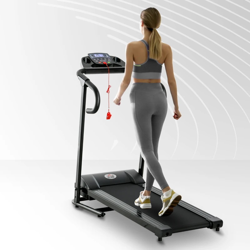 homcom Elektrisches Laufband, faltbar, mit LCD-Display, Geschwindigkeit 0,8-10km/h und 3 Programme, Leistung 500 W, 123 x 62 x 117 cm, Schwarz