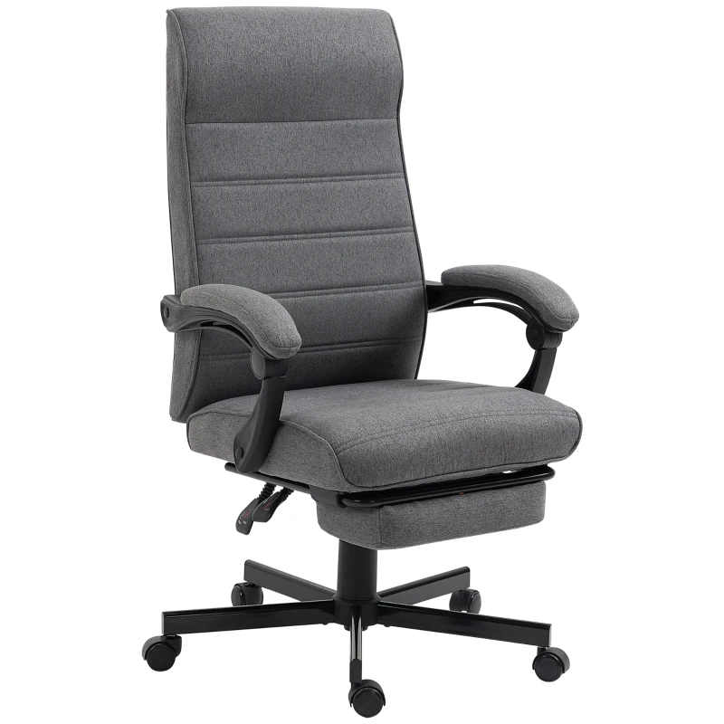Vinsetto Cadeira de Escritório Giratória Reclinável com Altura Ajustável e Apoio para os Pés Retrátil 68x67x106-114 cm Cinza