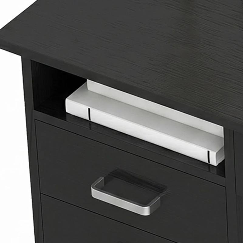 HOMCOM Escritorio moderno con 5 cajones, gran superficie, 1 compartimento abierto, cajón con cerradura, 110 x 50 x 76cm, negro