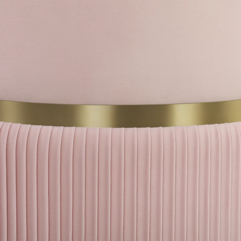 HOMCOM Pouf tabouret repose-pied coffre de rangement en velours côtelé 36 x 36 x 44 cm pour salon chambre rose