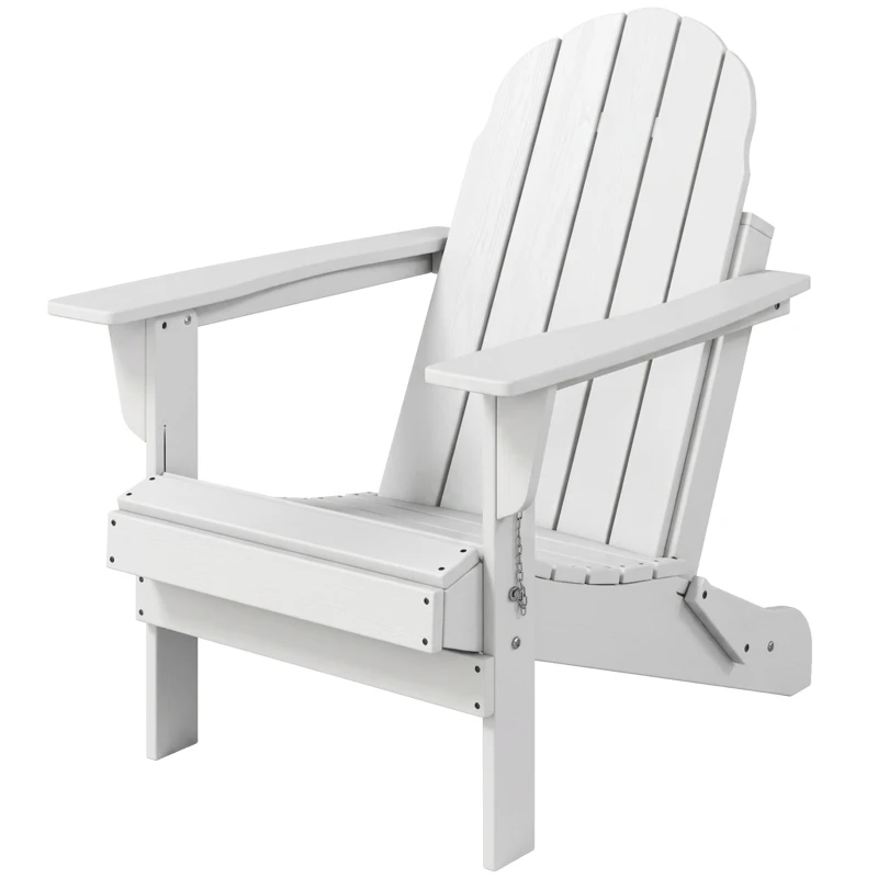 Outsunny tuinstoel, klapstoel, ergonomisch design, weerbestendig, kunststof, wit, 73 x 82 x 88 cm