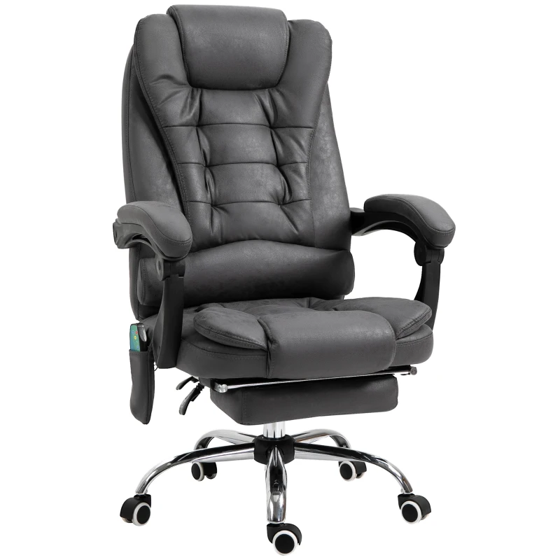Vinsetto Bürostuhl mit Massagefunktion, ergonomisch, 65x160x104cm, Grau(m-11)