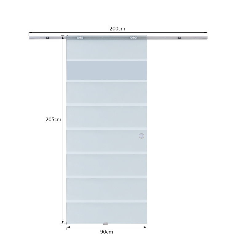 HOMCOM Glazen schuifdeur Schuifdeur Glazen deur Binnendeur gedeeltelijk gesatineerd 900 x 2050 mm(m-3)