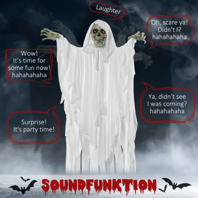 Outsunny Halloween-decoratie spook met speciale effecten en geluidsfunctie 100 cm x 18 cm x 153 cm