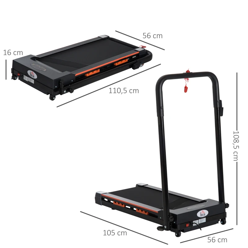 HOMCOM Elektrische loopband met LCD-display inklapbare fitnessapparaat 1-6 km/u staal