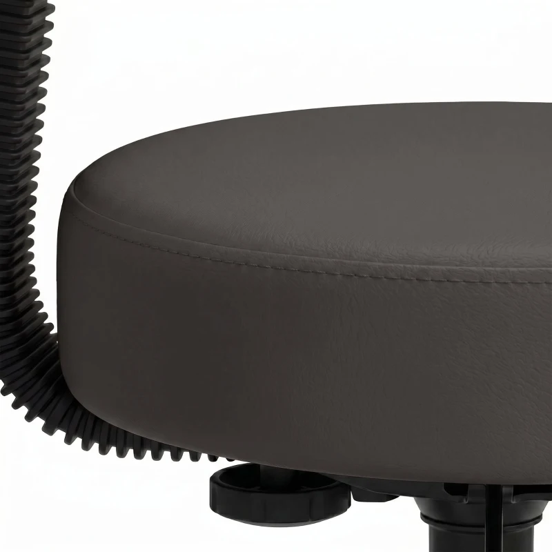 HOMCOM Tabouret massage a roulettes reglable en hauteur pivotant avec dossier ergonomique gris