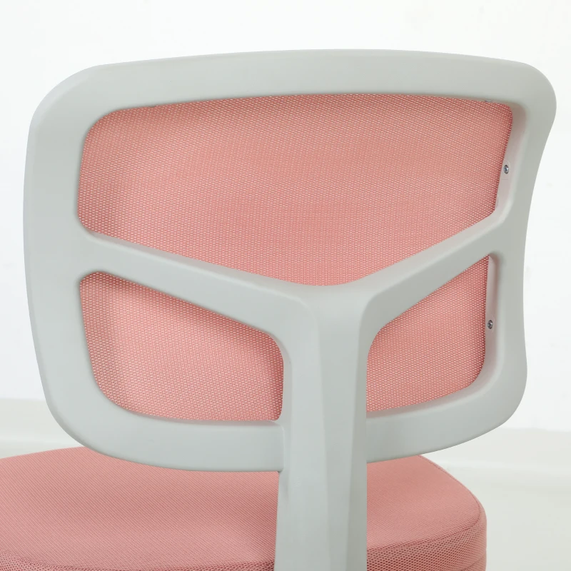 Vinsetto Chaise de Bureau Ergonomique Sans Accoudoirs, Fauteuil de Bureau Pivotant, Dossier Courbé en Maille et Roulettes, Rose