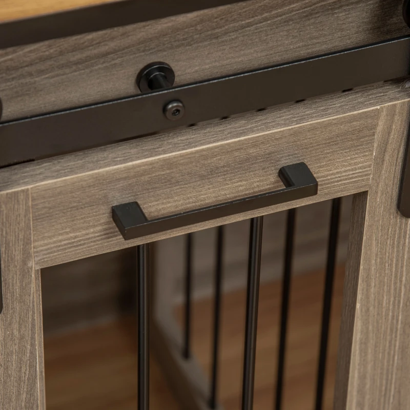 PawHut hondenkooi met 2 deuren, hondenbox, rustiek design, vergrendelbaar, bruin(m-9)