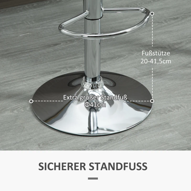 HOMCOM Set van 2 barkrukken, draaibare barstoelen met rugleuning, in hoogte verstelbaar, belastbaar tot 120 kg, 41 x 42 x 82-104 cm, wit