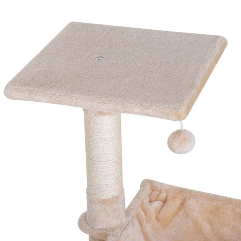 PawHut Klimboom met sisal paal, kattenboom, krabpaal, hangmat, spaanplaat beige(m-10)