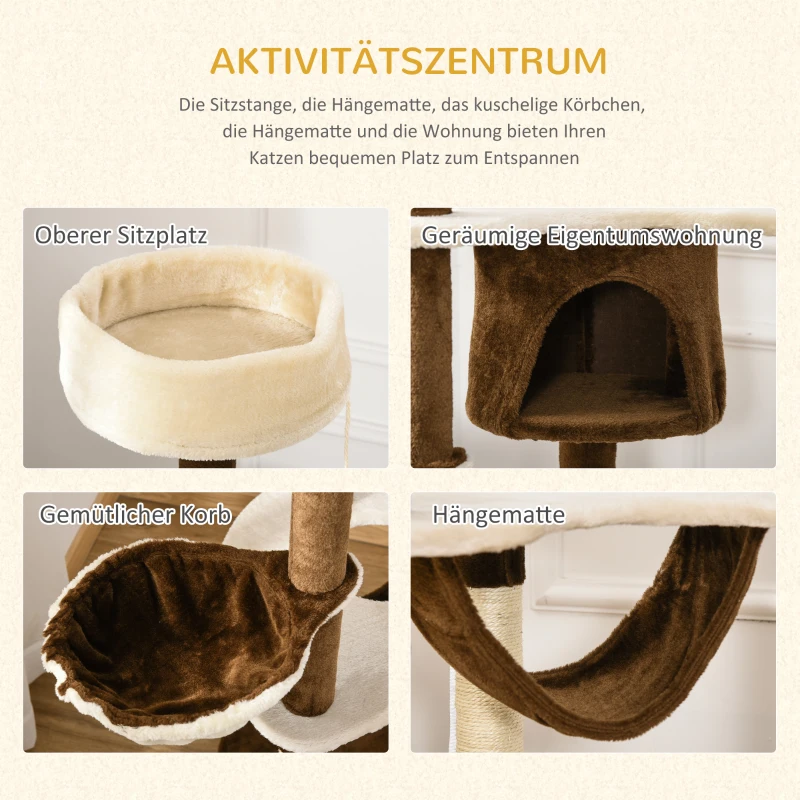 PawHut Krabpaal kattenboom krabpaal voor katten kat klimboom sisal pilaren