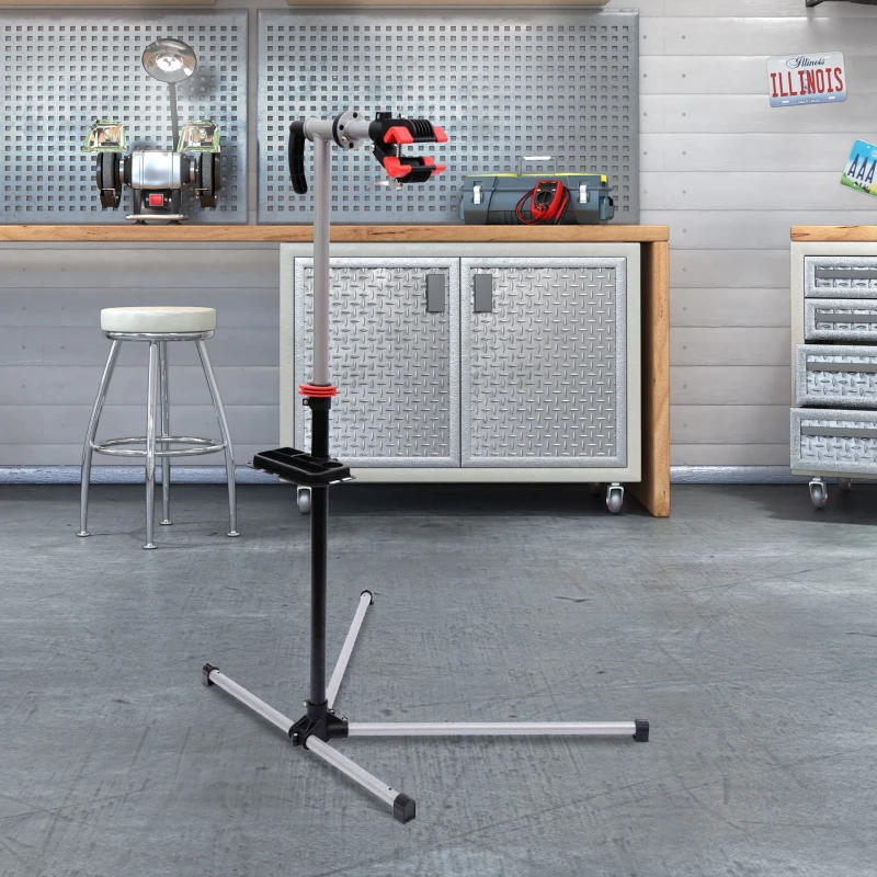 HOMCOM Fietsmontagestandaard, reparatiestandaard, montagestandaard met gereedschapsbak fiets