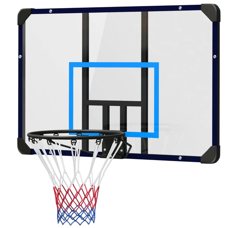 SPORTNOW basketbalhoepel, universele wandhouder, scheurbestendig net, roestvrijstalen frame, 113 x 61 x 73 cm