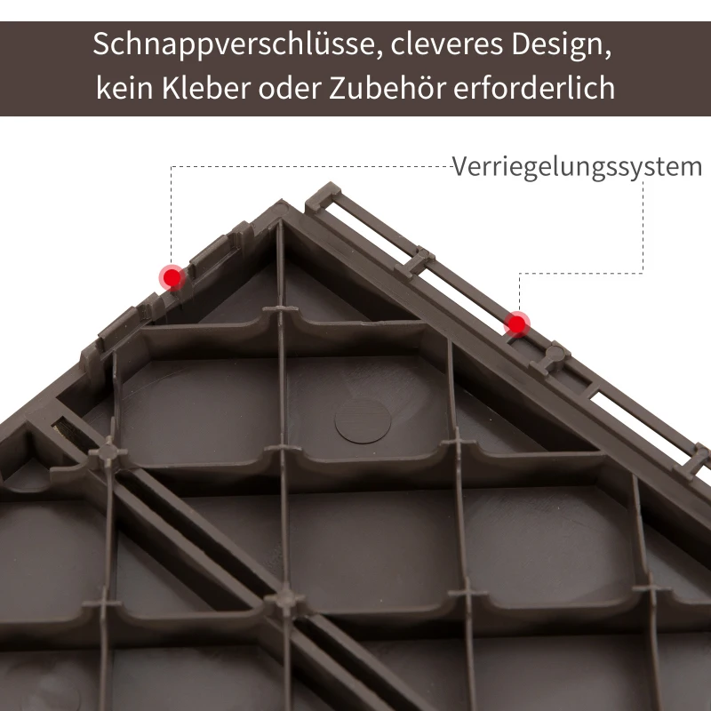 Outsunny set van 9 vloertegels, klikmechanisme, houtnerf, bruin, 30 x 30 x 2 cm (afmetingen per tegel)